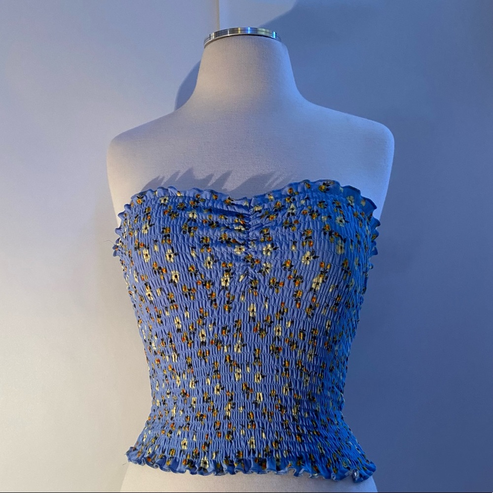 Floral Blue Tube Top